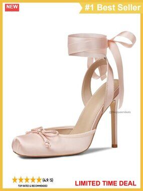 Satin Strappy Bow Lace Up Closed Toe Ballet Heels Stiletto